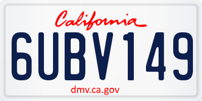 CA license plate 6UBV149