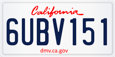 CA license plate 6UBV151