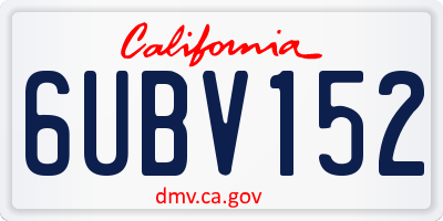 CA license plate 6UBV152