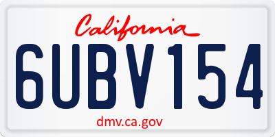 CA license plate 6UBV154