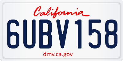 CA license plate 6UBV158
