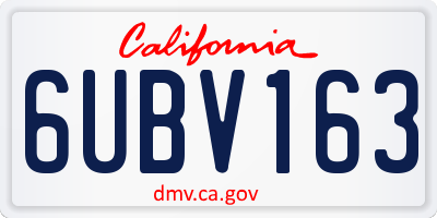 CA license plate 6UBV163