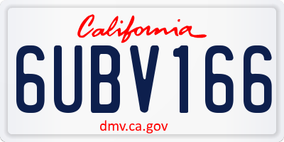 CA license plate 6UBV166