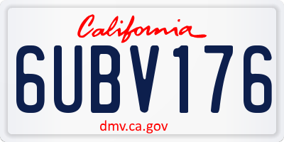CA license plate 6UBV176