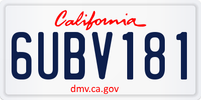 CA license plate 6UBV181