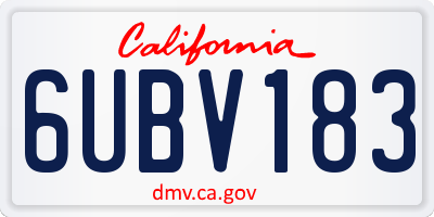 CA license plate 6UBV183