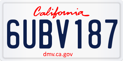 CA license plate 6UBV187