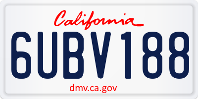 CA license plate 6UBV188