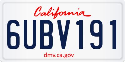CA license plate 6UBV191