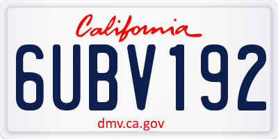 CA license plate 6UBV192