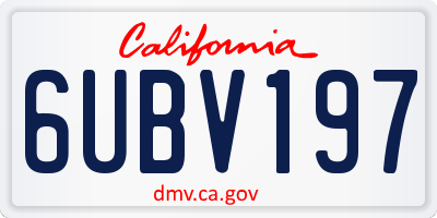 CA license plate 6UBV197