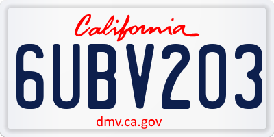 CA license plate 6UBV203