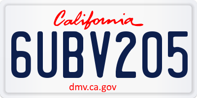 CA license plate 6UBV205