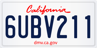 CA license plate 6UBV211