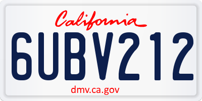 CA license plate 6UBV212