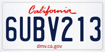 CA license plate 6UBV213
