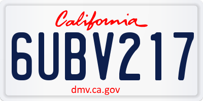 CA license plate 6UBV217