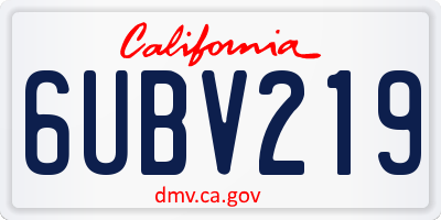 CA license plate 6UBV219