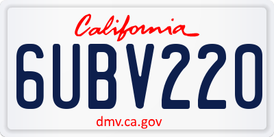 CA license plate 6UBV220