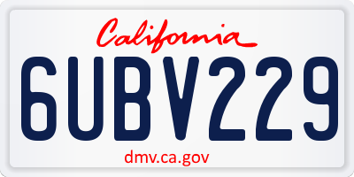 CA license plate 6UBV229