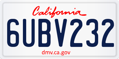 CA license plate 6UBV232