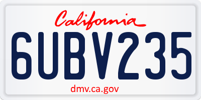 CA license plate 6UBV235