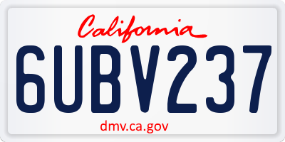 CA license plate 6UBV237