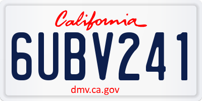 CA license plate 6UBV241