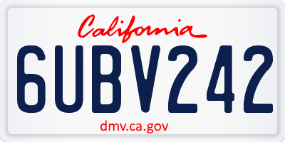 CA license plate 6UBV242