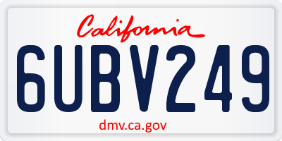 CA license plate 6UBV249