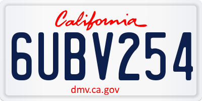 CA license plate 6UBV254