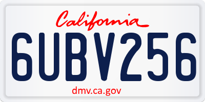 CA license plate 6UBV256