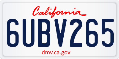 CA license plate 6UBV265