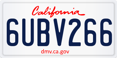 CA license plate 6UBV266