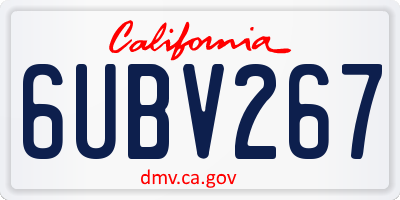 CA license plate 6UBV267