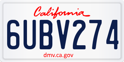 CA license plate 6UBV274