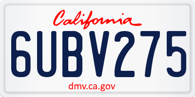 CA license plate 6UBV275
