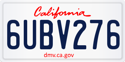 CA license plate 6UBV276
