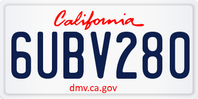 CA license plate 6UBV280