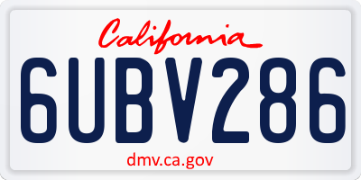 CA license plate 6UBV286