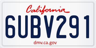 CA license plate 6UBV291