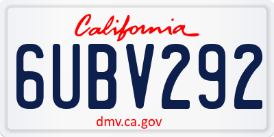 CA license plate 6UBV292