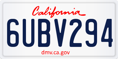 CA license plate 6UBV294