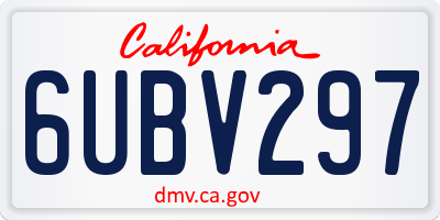 CA license plate 6UBV297
