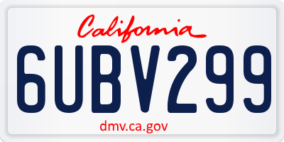 CA license plate 6UBV299