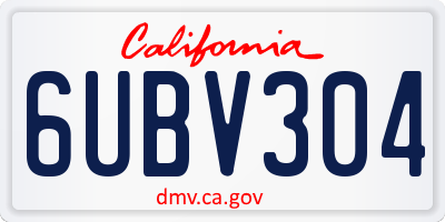 CA license plate 6UBV304
