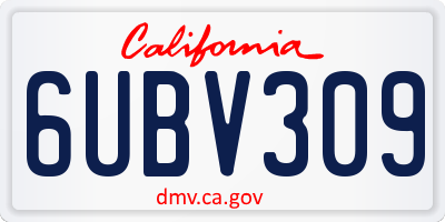 CA license plate 6UBV309