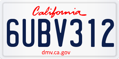 CA license plate 6UBV312