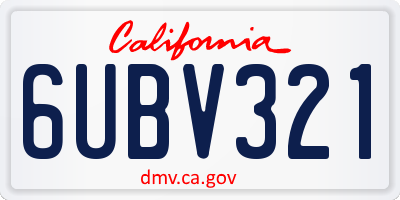 CA license plate 6UBV321
