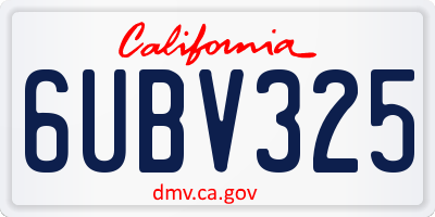 CA license plate 6UBV325